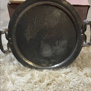 Vintage Continental hammered aluminum Serving Tray